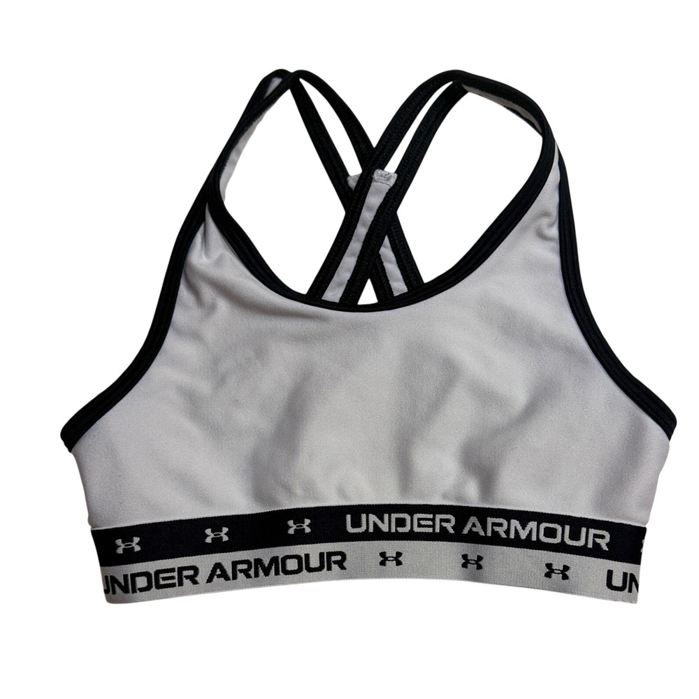 Under Armour Sports Bra Girls YSM White HeatGear Crossback 1364629
